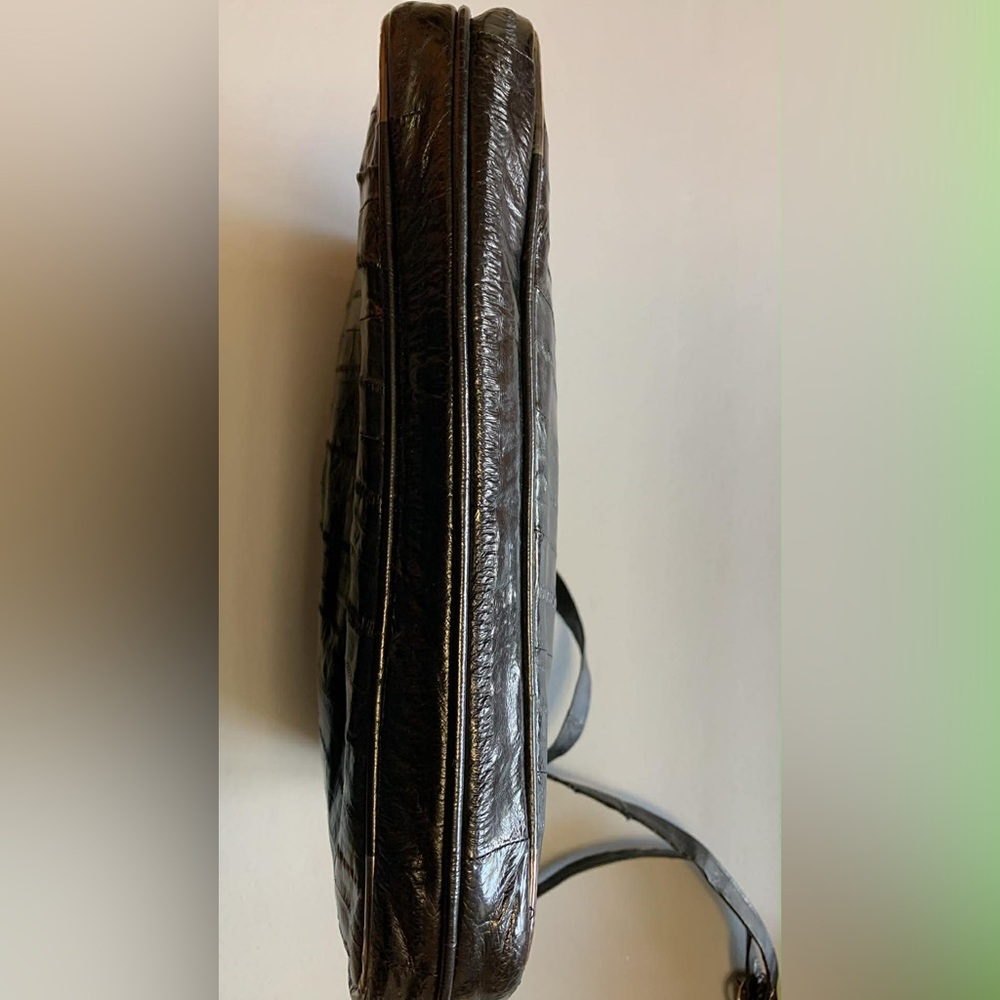 Vintage 80s Eel Skin Black Shoulder Bag - Picture 8 of 9